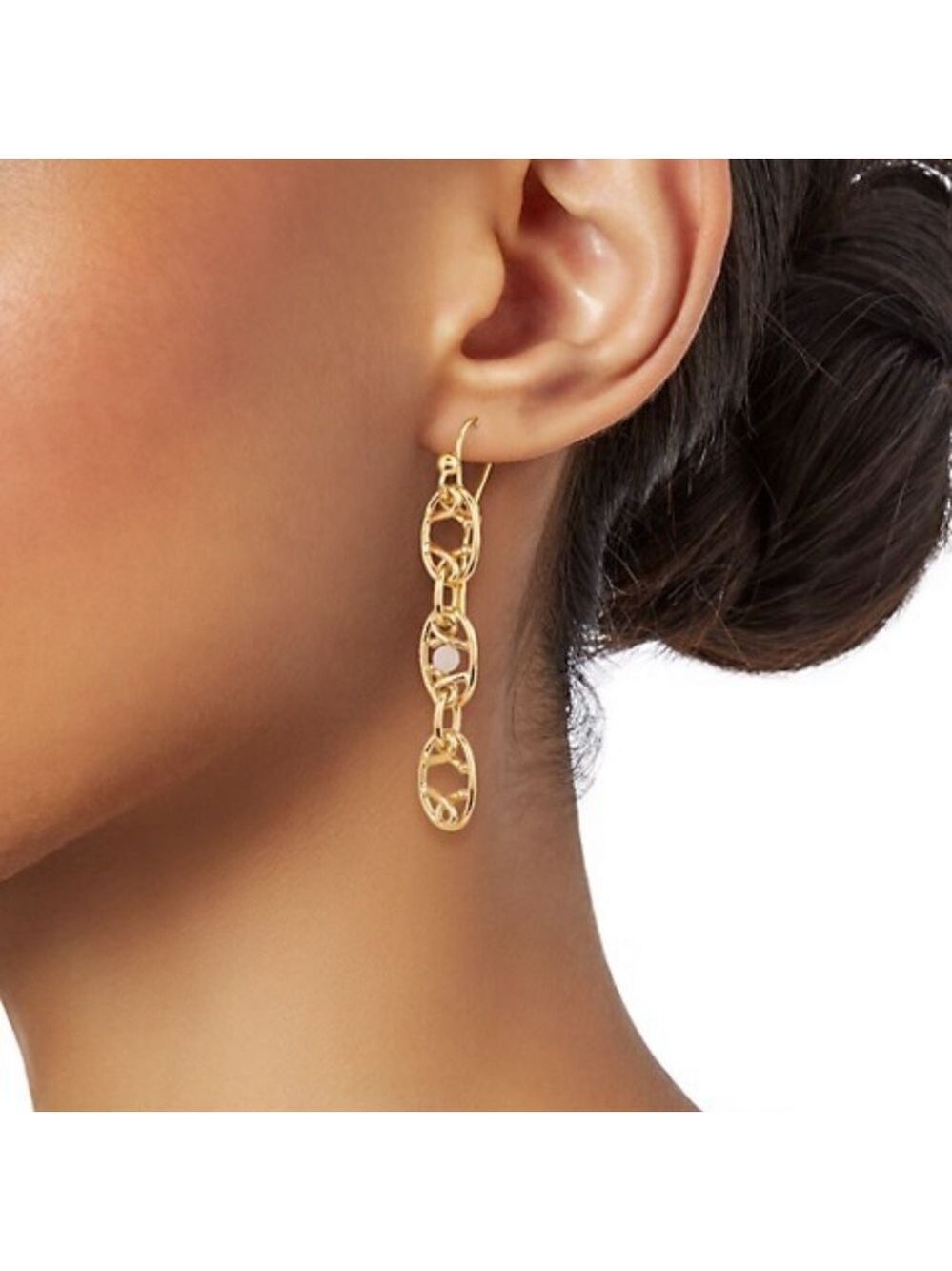Gas Bijoux Allegria 24K Gold Plated Moonstone & Glass Bead Earrings NEW